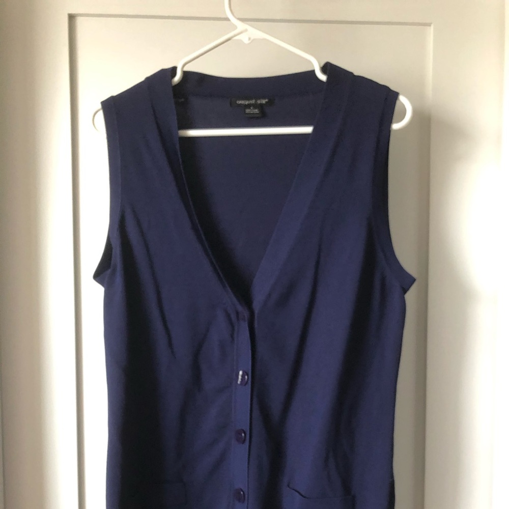 August Silk - Navy Blue long vest
